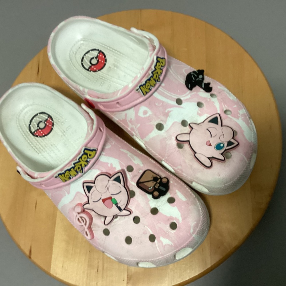 Pokemon Jigglypuff Crocs Pink Marble Swirl ClogsWomen's Size 11 - Picture 2 of 15